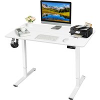 Devoko - Elektrisch höhenverstellbarer Steh-Sitz-Schreibtisch Tischplatte mit 4 Memorytastaturen, Stahlrahmen, Anti-Kollisionssystem,100cm Weiß von DEVOKO