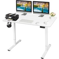 Devoko Elektrisch höhenverstellbarer Steh-Sitz-Schreibtisch Tischplatte mit 4 Memorytastaturen, Stahlrahmen, Anti-Kollisionssystem, 120cm Weiß von DEVOKO