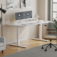 DEVOKO Höhenverstellbarer Stehschreibtisch, 120 x 60 cm, Stehtisch, Schreibtisch mit Spleißplatte, Cremeweißer Rahmen/Cremeweiße Platte DEVOKO Höhenverstellbarer Stehschreibtisch, 120 x 60 cm, Stehtisch, Schreibtisch mit Spleißplatte, Cremeweißer Rahmen/Cremeweiße Platte von DEVOKO