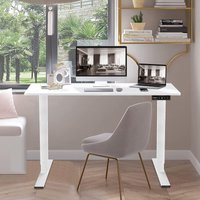 Devoko Elektrisch höhenverstellbarer Steh-Sitz-Schreibtisch Tischplatte mit 4 Memorytastaturen, Stahlrahmen, Anti-Kollisionssystem,160cm Weiß von DEVOKO