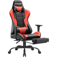 Gaming Chair Ergonomischer Gamer Sessel H?henverstellbar und R¨¹ckenlehne mit Fu?st¨¹tze Gamer Stuhl Unterst¨¹tzt bis zu 130 kg Drehbarer Sessel von DEVOKO