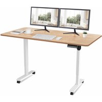 Devoko - Höhenverstellbarer Schreibtisch (160x80 cm) - Schreibtisch Höhenverstellbar Elektrisch Touchscreen,mit Rollen,Spleißbrett,Weiß -beige - Weiß von DEVOKO