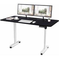 Höhenverstellbarer Schreibtisch (160x80 cm) - Schreibtisch Höhenverstellbar Elektrisch Touchscreen,mit Rollen,Spleißbrett,Weiß -schwarze - Weiß von DEVOKO