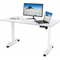 Devoko - Höhenverstellbarer Schreibtisch Elektrischer Computertisch mit 140 x 70 cm Holz Tischplatte Stehschreibtisch Mit Speicher-Steuerung,Weiß von DEVOKO