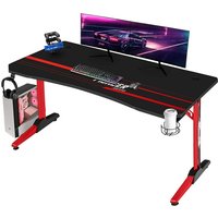 Schreibtisch Gaiming 140 cm Computer Gamer Schreibtisch Tisch mit Getränkehalter und Kopfhörerhalter,Rot - Devoko von DEVOKO