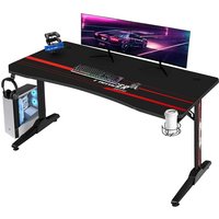 Schreibtisch Gaiming 140 cm Computer Gamer Schreibtisch Tisch mit Getränkehalter und Kopfhörerhalter,Schwarz - Devoko von DEVOKO