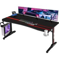 Schreibtisch Gaiming 160 cm Computer Gamer Schreibtisch Tisch mit Getränkehalter und Kopfhörerhalter,Schwarz - Devoko von DEVOKO