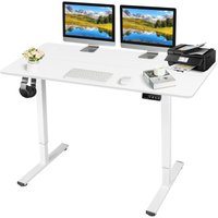 Devoko - Elektrisch höhenverstellbarer Steh-Sitz-Schreibtisch Tischplatte mit 4 Memorytastaturen, Stahlrahmen, Anti-Kollisionssystem,140cm Weiß von DEVOKO