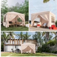 Pavillon - 3×3M, UV-Schutz, faltbar, höhenverstellbar, wasserdicht, - Pop-Up Faltpavillon, Gartenpavillon, Partyzelt, Garten, Camping, Outdoor -Beige von DEVOKO