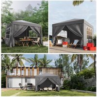 Pavillon - 3x3M, mit Seitenwänden rundum, UV-Schutz, faltbar, höhenverstellbar, wasserdicht, - Pop-Up Faltpavillon, Gartenpavillon, Partyzelt, von DEVOKO