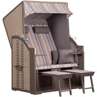 DEVRIES Strandkorb, BxHxT: 120 x 160 x 80 cm, Dreiviertelllieger, grau-braun von DEVRIES