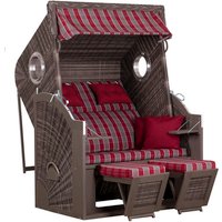 DEVRIES Strandkorb, BxHxT: 130 x 160 x 80 cm, Dreiviertelllieger, dunkelgrau - rot DEVRIES Strandkorb, BxHxT: 130 x 160 x 80 cm, Dreiviertelllieger, dunkelgrau - rot von DEVRIES