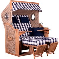 DEVRIES Strandkorb, BxHxT: 130 x 165 x 80 cm, Halblieger, beige-braun - blau von DEVRIES