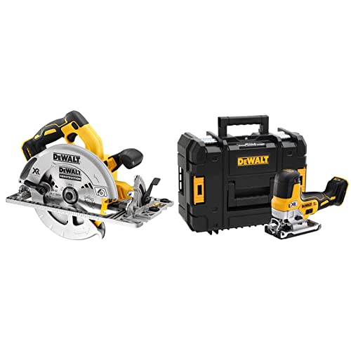 DEWALT 18V Akku-Handkreissäge DCS572NT & 18V Akku-Pendelhubstichsäge DCS335NT (bürstenlos, verstellbarer Alu-Druckguss-Sägeschuh, 3-fach Pendelhub, inkl. Absaugadpater, Sägeschuh-Schutzauflage) DEWALT 18V Akku-Handkreissäge DCS572NT & 18V Akku-Pendelhubstichsäge DCS335NT (bürstenlos, verstellbarer Alu-Druckguss-Sägeschuh, 3-fach Pendelhub, inkl. Absaugadpater, Sägeschuh-Schutzauflage) von DEWALT