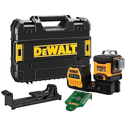 Dewalt 360° Akku-Multilinienlaser Grün DCE089NG18 (selbstnivellierend, Genauigkeit +/- 3mm auf 10m, kompatibel mit 12V & 18V XR Akkus, inkl. TSTAK Box, Wandhalterung, Lieferung ohne Akku & Ladegerät) von Dewalt