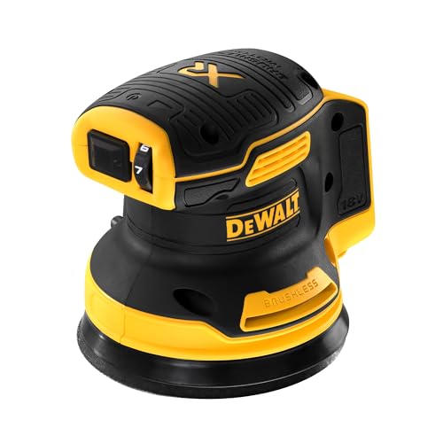 DEWALT 18 Volt Akku-Exzenterschleifer (Schleifpapier-ø: 125 mm, elektronische Drehzahlregulierung, Staubschutz für Getriebe und Schalter, mit Klettfix-System, ohne Akku und Ladegerät), DCW210N von DEWALT