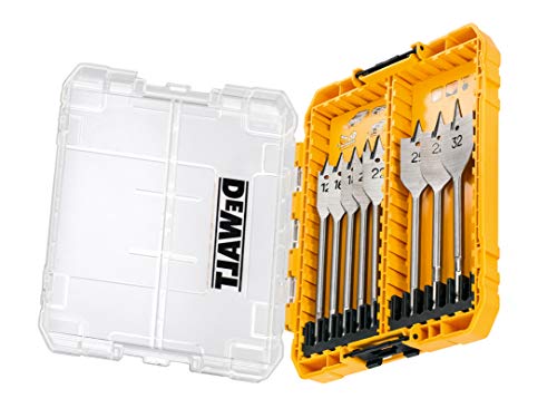 DeWalt DT70750 8-teiliges Flachholz-Spaten-Bit-Set + robuster Koffer (12 mm - 32 mm) von Dewalt