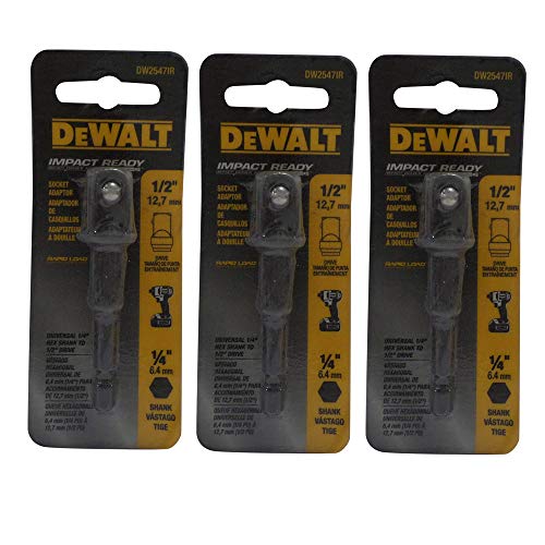 DEWALT DW2547Ir 1/4 Zoll Sechskantschaft auf 1/2 Zoll Impact Ready Stecknuss-Adapter (3) von DEWALT