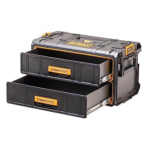 Dewalt Toughsystem 2.0 Schubladeneinheit DWST83529-1 (mit zwei tiefen Schubladen, kugelgelagerte Schienen, Etikettenhalter, Belastbarkeit 10kg pro Schublade, kompatibel mit anderen Toughsystem Boxen) von DEWALT