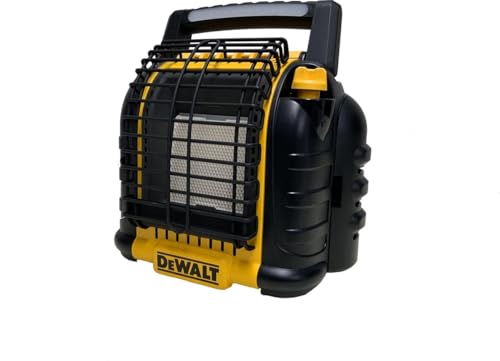 DEWALT DXRH012E Tragbarer Heizstrahler - 2/3 kw - wird direkt an (2) 450-Gramm-Gaskartuschen oder 11/12 kg LPG-Flaschen angeschlossen - Mit (3) USB-Anschlüssen und einer LED-Lichtleiste von DEWALT