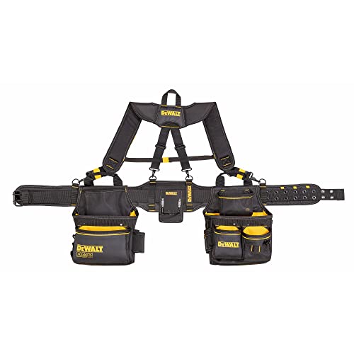 DEWALT Werkzeuggürtel, mit verstellbaren Hosenträgern, 25 Taschen, Schwarz & Gelb (DWST540602) von DEWALT