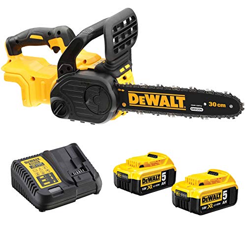 DeWALT Akku-Kettensäge DCM565P2-QW 18 V mit 30 cm Schwertlänge inkl. 2x 5 Ah 18 V Akkus, Ladegerät von DeWalt