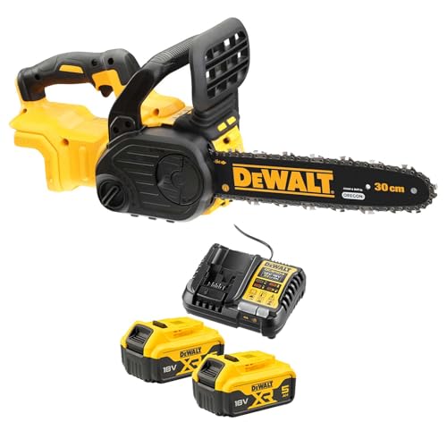 DeWALT Akku-Kettensäge DCM565P2-QW 18 V mit 30 cm Schwertlänge inkl. 2x 5 Ah 18 V Akkus, Ladegerät von DEWALT
