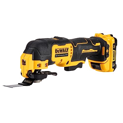 Dewalt 12V Akku-Multi-Tool DCS353D2 (oszillierendes Werkzeug, bürstenlos, mit Multifit-Adapter, AirLock-Staubabsaugung, LED-Leuchte, inkl. 29-teiliges Zubehör-Set, 2 Akkus, Ladegerät & TSTAK-Box II) von DEWALT