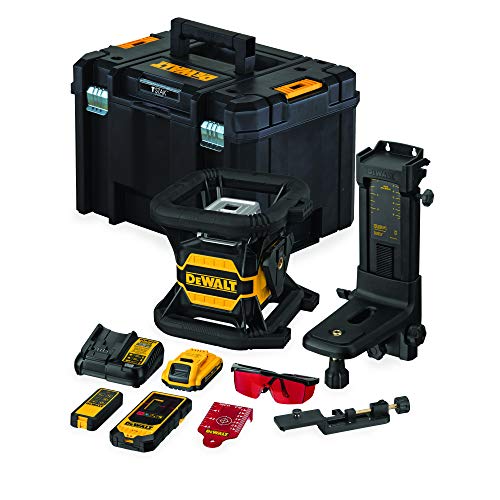 Dewalt Rotationslaser Rot DCE080D1RS (18V, 2.0Ah, vollautomatischer Rotationslaser mit Lotfunktion, Laserklasse 2, 630-680 nm Laserwellenlänge, inkl. Akku, Ladegerät, Zubehör & Tstak Koffer) von Dewalt