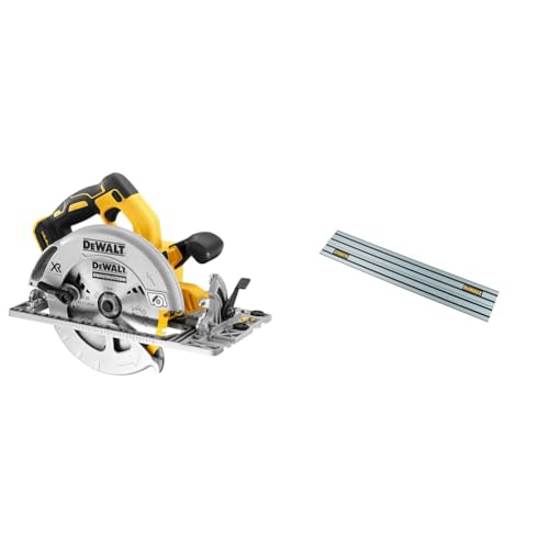 DeWALT DCS572NT-XJ Akku-Handkreissaege, 18V (Basisv.), Schwarz/Gelb & Führungsschiene (1.000 mm Länge, für Tauchkreissägen) DWS5021 von DEWALT