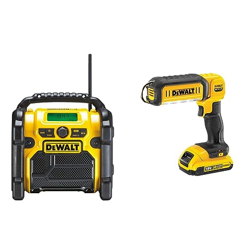 DeWalt Akku- und Netz-Radio/Baustellen-Radio (DAB(DAB(+)/FM Stereo/FM & 18V Akku LED-Leuchte von DEWALT