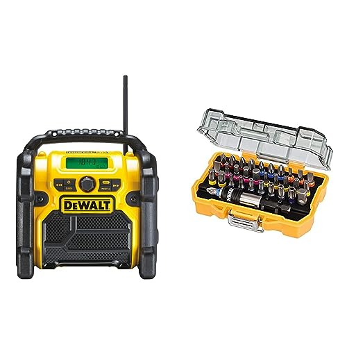 DeWalt Akku- und Netz-Radio/Baustellen-Radio (DAB(DAB(+)/FM Stereo/FM & 32-TLG. Schrauberbit-Set von DEWALT