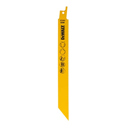 DeWalt BI-Metall Metallsäbelsägeblätter (Gesamtlänge: 203 mm, Zahnteilung: 1.8 mm, für schnelle Schnitte in Stahl und NE-Metallen, Blech, Rohren und Profilen (3-8 mm)- Großpack) DT2323 von DEWALT
