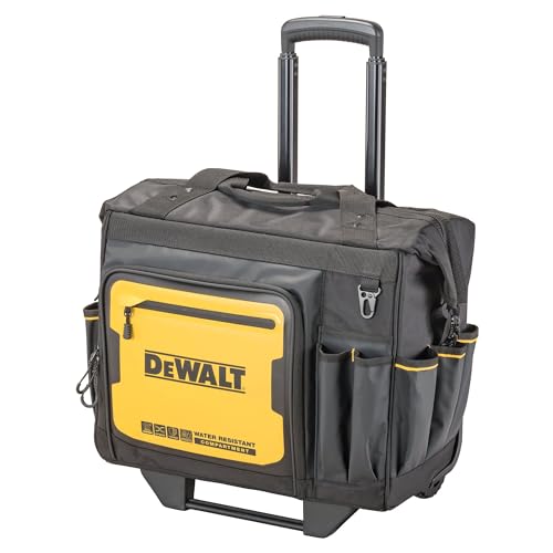 DEWALT Werkzeugtasche mit Rollen (25 kg Ladefähigkeit, 1680 Denier Nylon, Wasserdichter Boden, robuste Rollen, Teleskopgriff, Karabinerhaken), DWST60107-1 von DEWALT