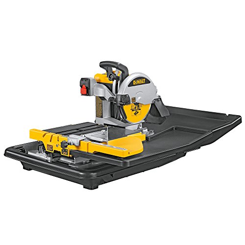 Dewalt Stein- und Fliesensäge (1,600 Watt, Längsschnitte von bis zu 610 mm, doppelte Kühlwasserzufuhr, PRCD-Schutzschalter, ausziehbarer Untertisch, Montageschlüssel und Trennscheibe) D24000, D24000-QS von DEWALT