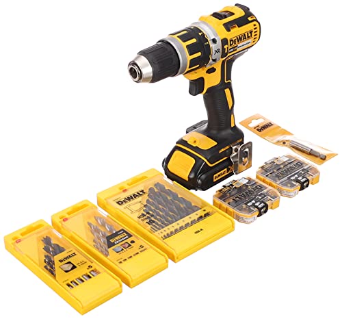 DEWALT XR Akku-Schlagbohrschrauber Set DCK795S2T – Schlagbohrmaschine mit 2-Gang-Vollmetallgetriebe & bürstenlosem Motor zum Schrauben, Bohren & Schlagbohren – 1 x Schlagbohrer Li-Ion 18 V + Zubehör von Dewalt