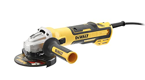 Dewalt 1.700 W 125 mm Winkelschleifer DWE4357 (bürstenloser Motor, staubgeschützte Wicklungen durch Epoxyd-Harz, elektronische Bremse u. Kupplung, Schutzhaube, Zusatzhandgriff, Schnellspannmutter) von DEWALT