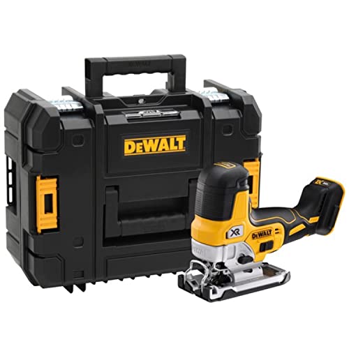 Dewalt 18V Akku-Pendelhubstichsäge DCS335NT (bürstenlos, verstellbarer Alu-Druckguss-Sägeschuh, 3-fach Pendelhub, inkl. Absaugadpater, Sägeschuh-Schutzauflage, TSTAK Box II, Lieferung ohne Akku) von DEWALT