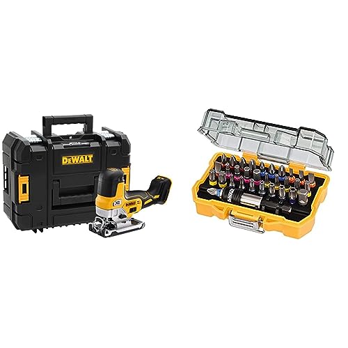 Dewalt 18V Akku-Pendelhubstichsäge DCS335NT & 32-tlg. Schrauberbit-Set (für Schraubarbeiten Phillips, Pozi, Slotted von DEWALT