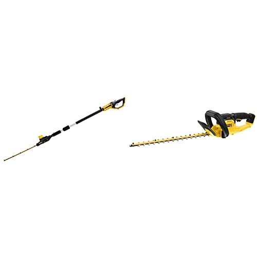 Dewalt 18V Akku-Stabheckenschere DCMPH556N (55 cm Schwertlänge, 25mm Schnittkapazität) & bürstenlose Akku-Heckenschere / Strauchschere (18V, 55 cm Schwertlänge, 25 mm Schnittstärke), ‎DCMHT563N-XJ von DEWALT