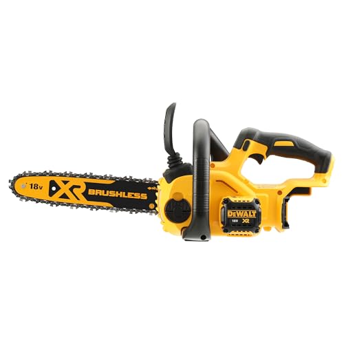 DEWALT 18 Volt Akku-Kettensäge (30 cm Schwert, bürstenloser Motor, werkzeuglose Kettenspannung, automatische Kettenschmierung, Kettenbremse, Lieferung ohne Akku und Ladegerät), DCM565N-XJ von DEWALT