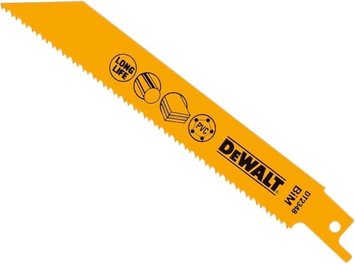 Dewalt Säbelsägeblätter DT2348 (Bi-Metall-Blatt für Schnitte in Sandwichmaterialien bis 100 mm und Metall bis 10 mm, ½“ Universalschaft,hohe Stabilität und Verschleißfestigkeit) von DEWALT