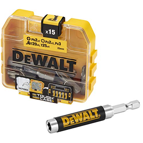 DEWALT DT71573-QZ Zubehör-Set Toughcase – Schrauberbits – PH2 x2, PZ2 x2, PZ3, T20 x6, T25 x4 – für Bohrschrauber, silber von DeWalt