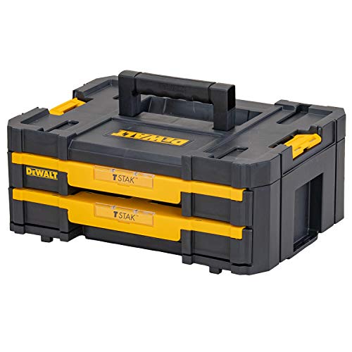 Dewalt T STAK Werkzeugbox IV DWST1-70706(Werkzeugbox mit 2 Schubladen, herausnehmbare Innenteiler, Etikettenhalter, ca. 19 L Volumen, ca. 30 kg Belastbarkeit, mit weiteren T STAK Boxen kombinierbar) von DEWALT