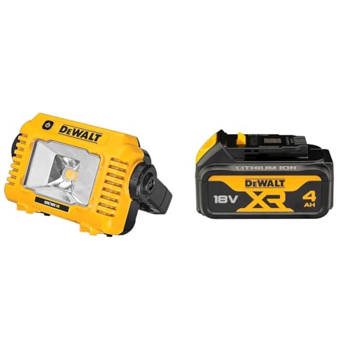 Dewalt LED Akku-Baustellenleuchte DCL077 & Ersatz-Akku 18,0 Volt/ 4,0 Ah XR Li-Ion, DCB182 von DEWALT