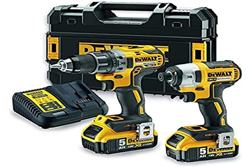 Dewalt dck268p2t-qw Kit 2 Werkzeug 18 V 5 Ah Li-Ion – Bohrmaschine Compact und Schlagschrauber in Koffer TSTAK II, 18 V, Jaune Noir von DEWALT