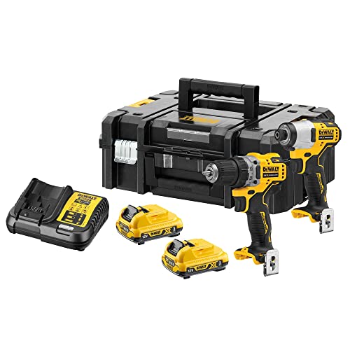KIT 12V sin escobillas = Taladro Atornillador XR + Atornillador Impacto XR + Maletín TSTAK II con 2 baterías Li-Ion 3Ah von DEWALT