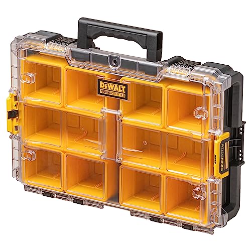 Dewalt Toughsystem 2.0 Organizer DS100 DWST83394-1 (extrem robust, mit 10 herausnehmbaren Kleinteile-Behältern, bis 20kg Tragekapazität, IP65, mit Metallscharnieren & Metalldraht-Verriegelung) von DEWALT