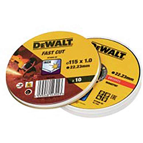 Dewalt 10er Dose Trennscheibe Inox Edelstahl DT3506 (Standard Edelstahl-Trennscheibe - flach, ø 115 mm x 1,0 mm, für schnelle und saubere Schnitte, mit verstärktem Fiberglas, für Winkelschleifer) von DEWALT