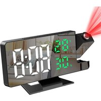 Dewdat - Projektionswecker fürs Schlafzimmer, große Digitaluhr mit 180°-Projektor, 12/24 Std., USB-Ladeanschluss, Temperatur- und von DEWDAT